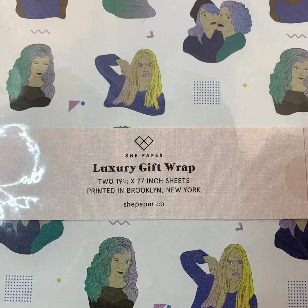 She Paper Millennial Dream Squad Luxury Gift Wrap 2 Sheets 19.5x27 Brooklyn Made